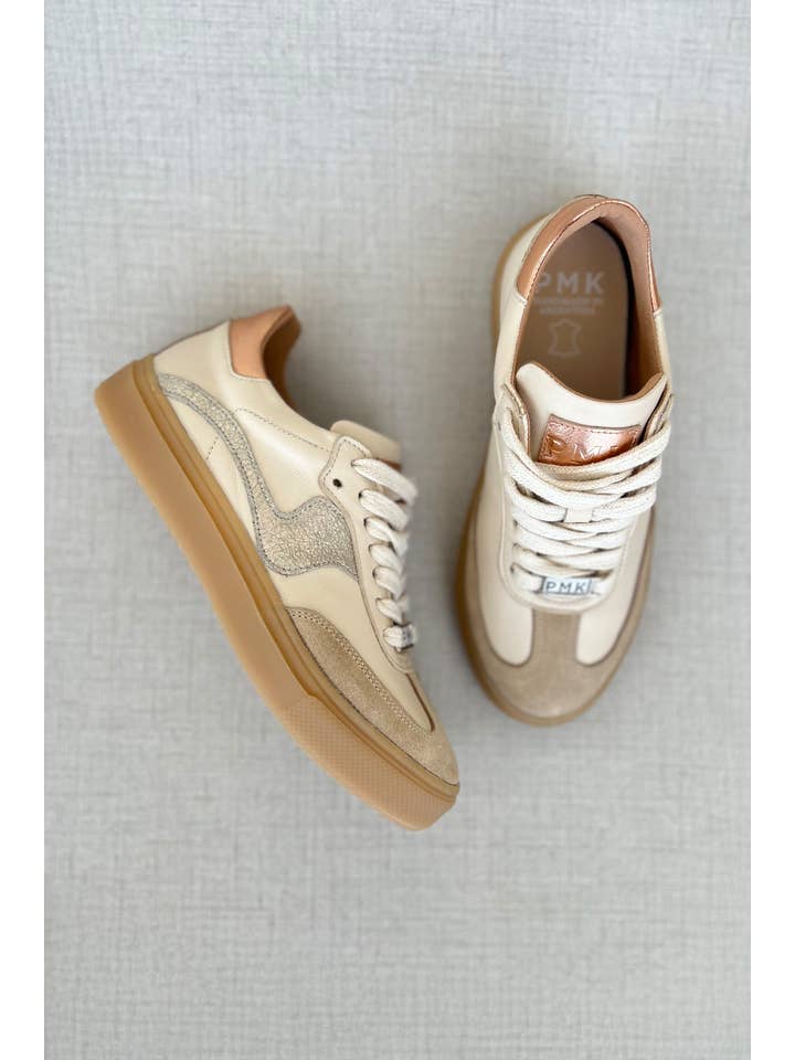 PMK SHOES - Wholesale Lifestyle Sneakers - Women's - Novalis - Beige - Handmade Cow Leather Sneakers6