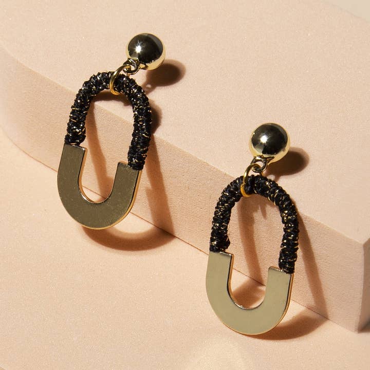 Fibre and Alloy oval earrings for wholesale by Knottinger