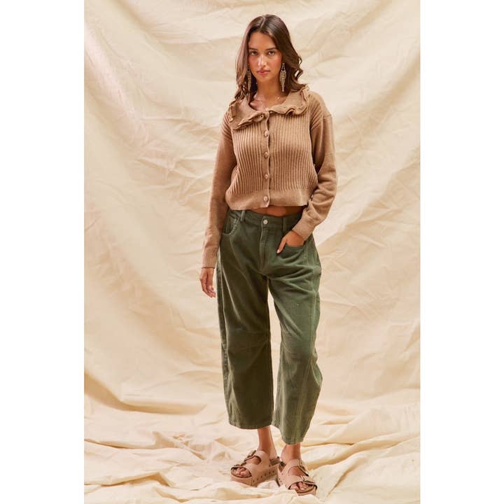 Pantalones de pana de tiro medio estilo barril para venta al por mayor de IVE