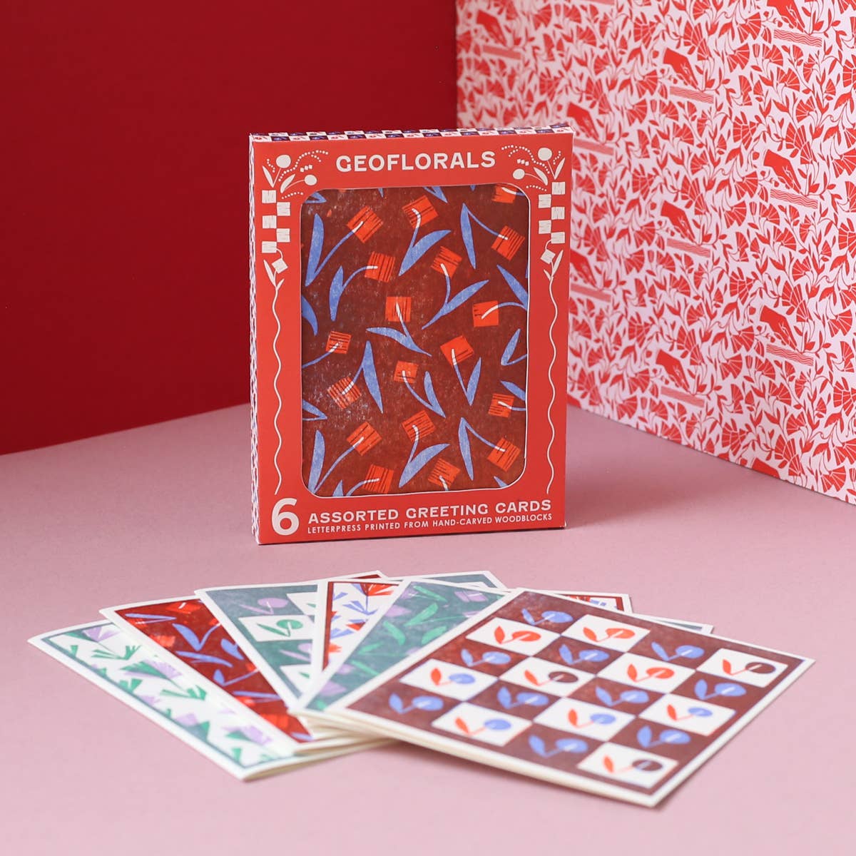 Heartell Press - Wholesale Stationery/Notecard Set - Geoflorals Assorted Cards Letterpress Set1