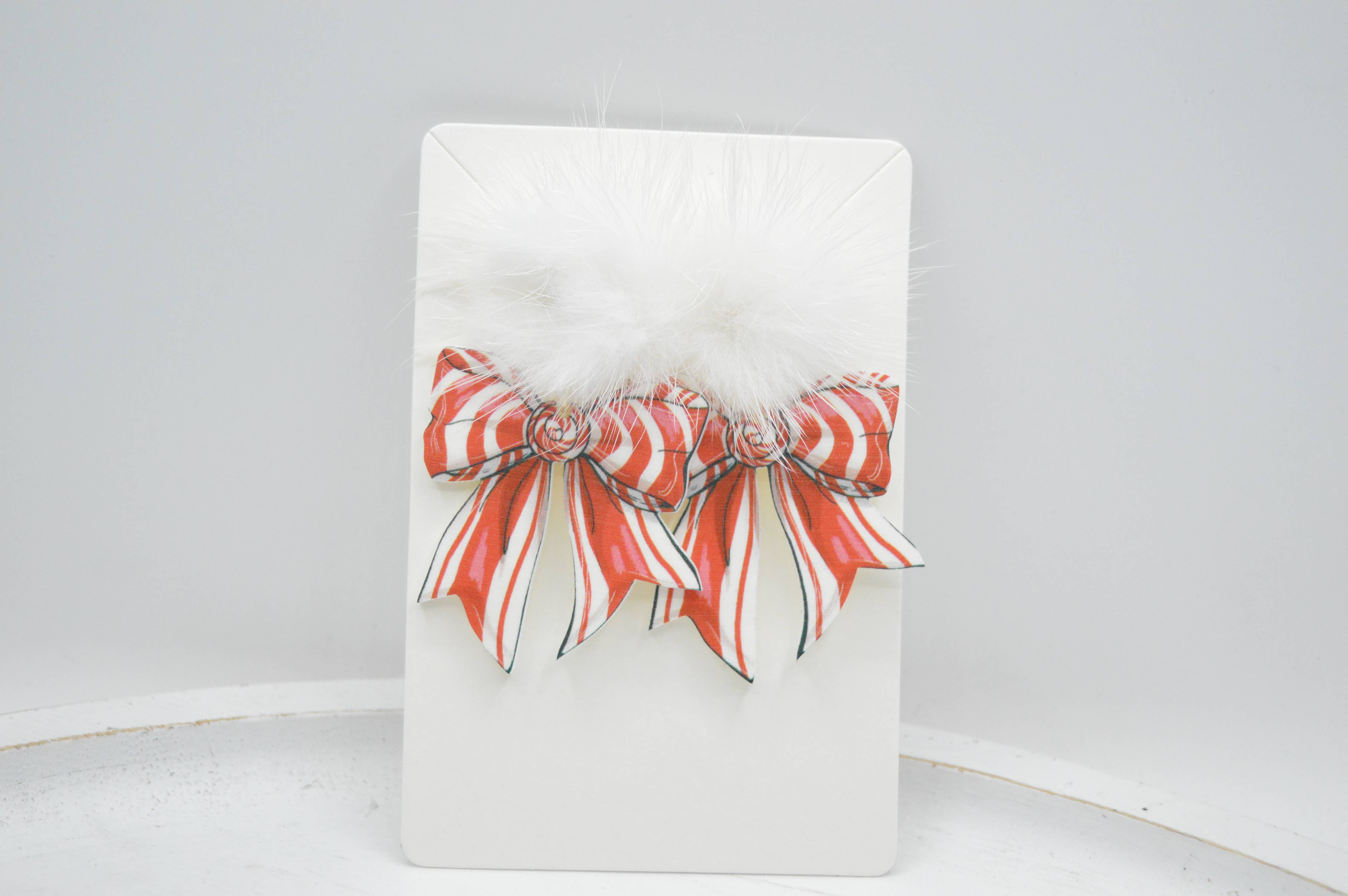 The Adorned Fox - Wholesale Dangle Earrings - Candy Cane Coquette Bow, Christmas Acrylic Earrings3