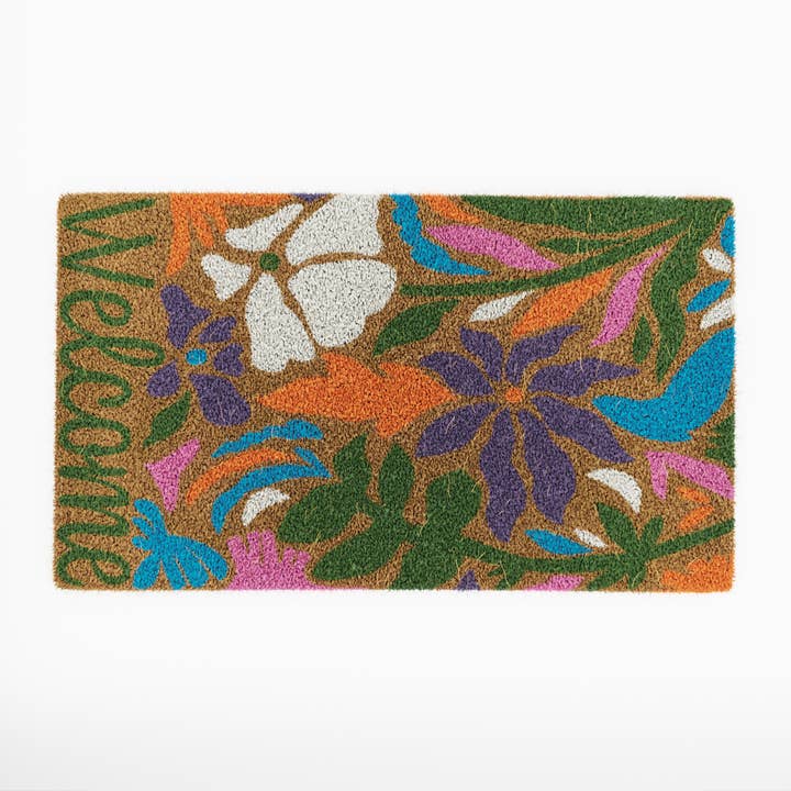 Abstract Floral Colorful Coconut Coir Doormat for wholesale by Avera Products