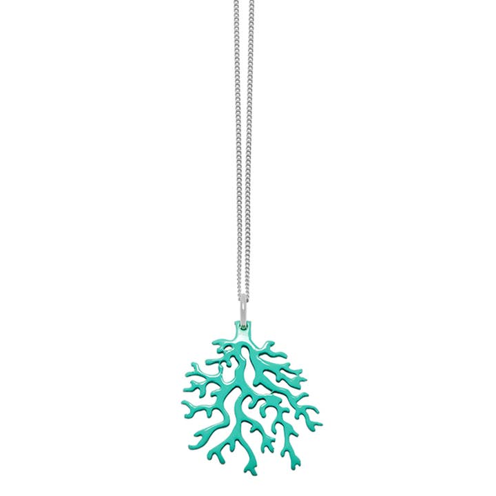 Silver Aquamarine White Coral Pendant Necklace mothers day
for wholesale by BRANCH JEWELLERY