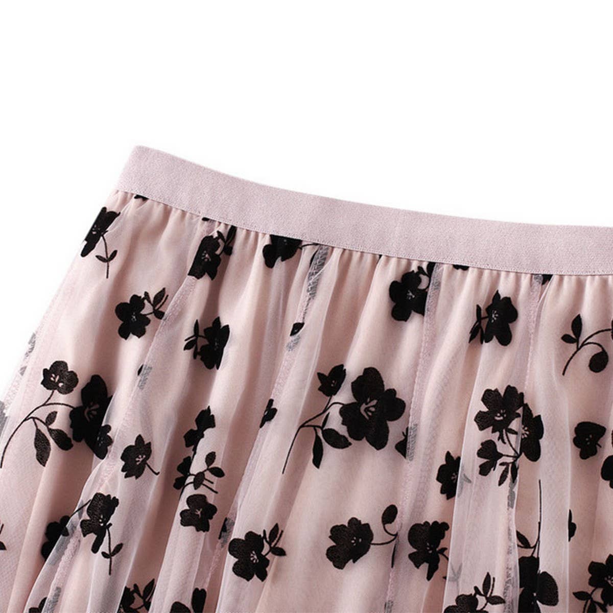 ACCITY - Wholesale Skirt - Women's - Flocked Tulle Pleated Slim Fit Midi Skirt_CWBMS03825