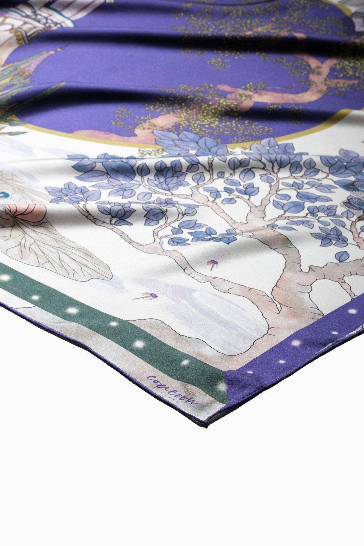 CouCoon Atelier - Vente Écharpe – femme - Fairy Tale - Foulard en soie violet6