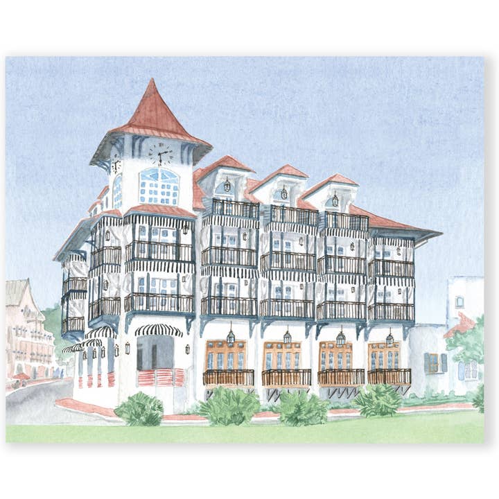 The Pearl Hotel Watercolor Art Print for wholesale by Bridget Linstead Art