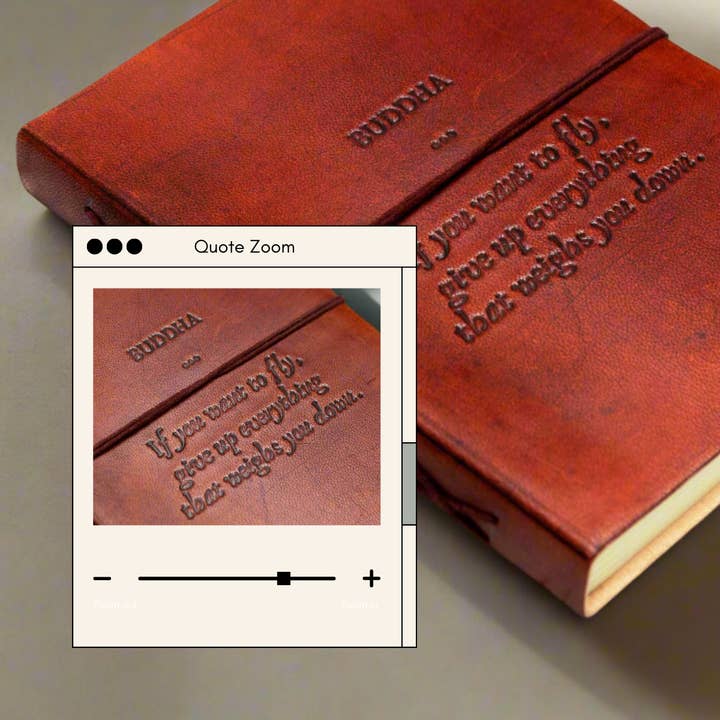 Soothi | Containers Of Creativity - Wholesale Journal/Diary - Buddha Quote Leather Journal - "Give Up Everything That Weighs You Down"1