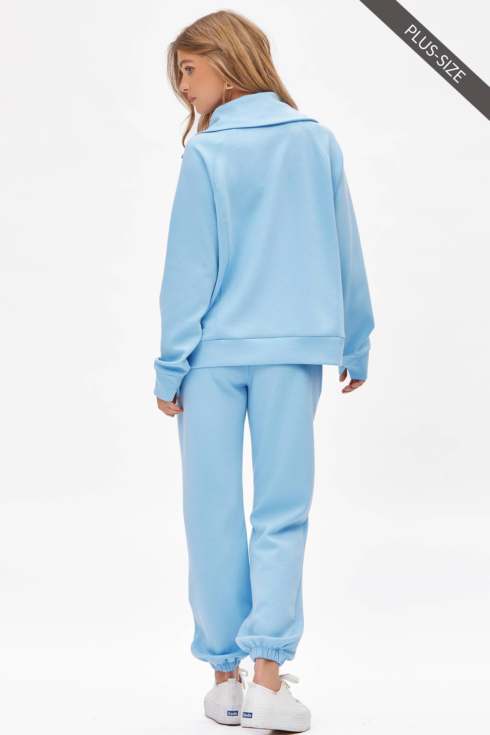 Dear Scarlett - Wholesale Lounge Set - Women's - PLUS SIZE Quarter Zip Pullover + Jogger Modal Travel Set14