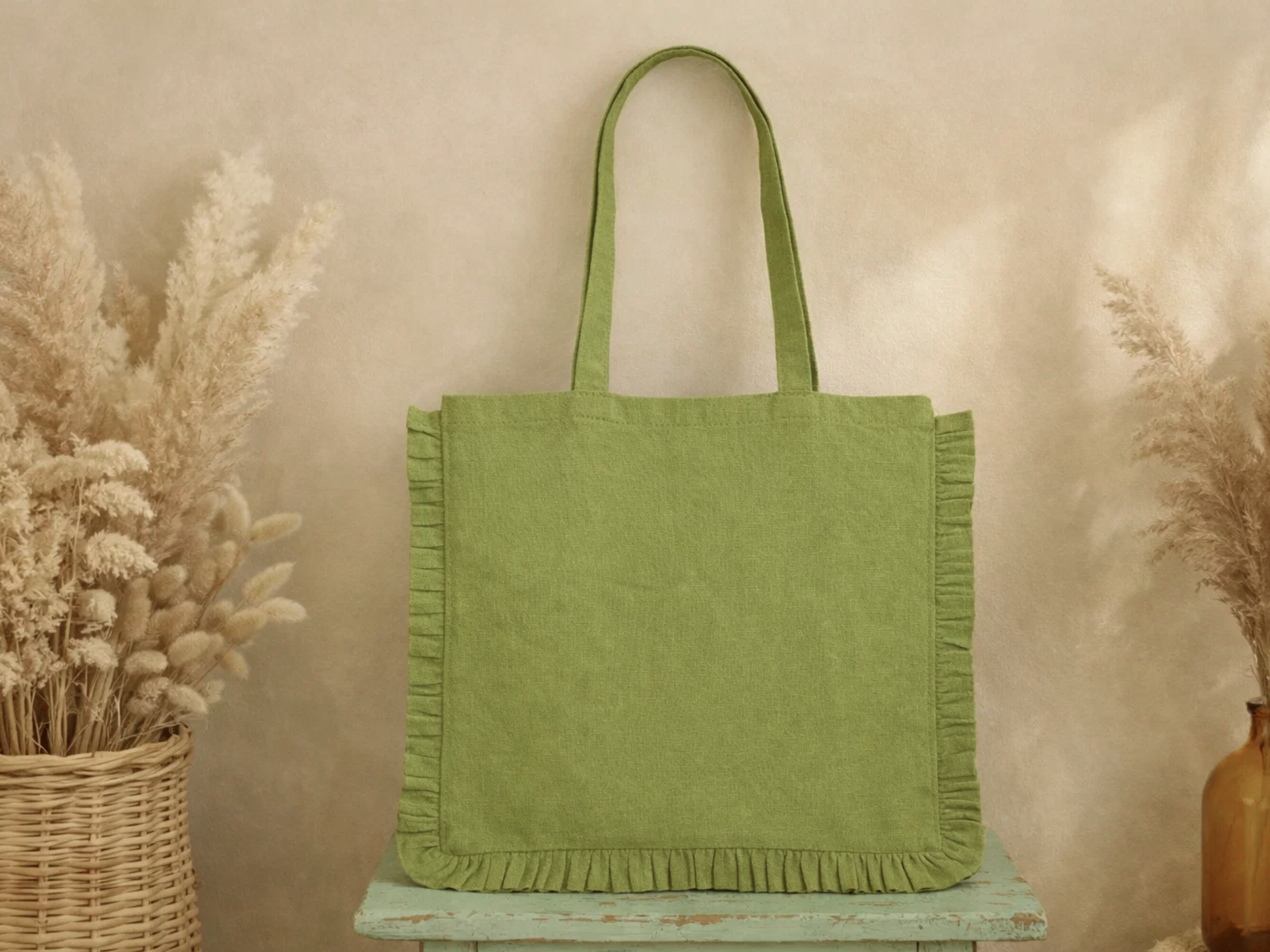 House of Kraft Jewelry & Accessories - Wholesale Tote Bag - Women's - Canvas Ruffle Tote | Canvas Colored Tote Bag | Unbranded 32