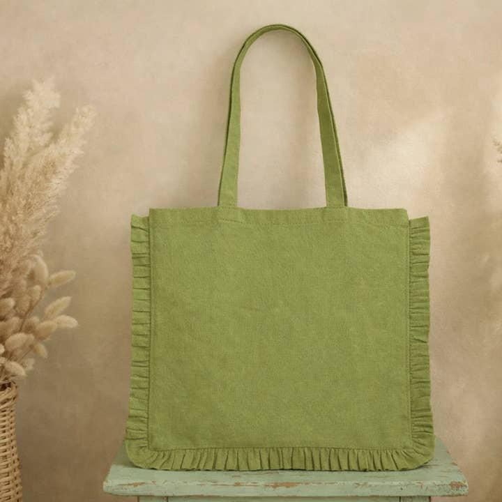 House of Kraft - Wholesale Tote Bag - Women's - Canvas Ruffle Tote | Canvas Colored Tote Bag | Unbranded 31