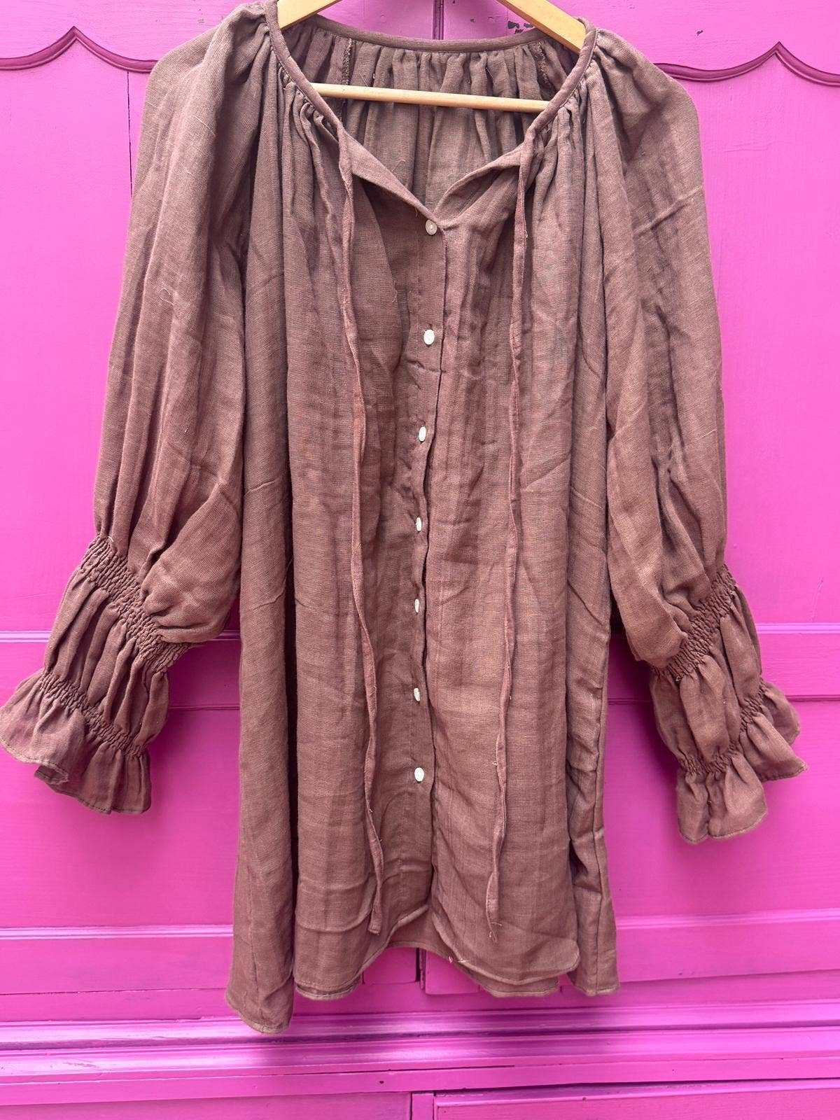 ToutVintage - Vendita all'ingrosso Camicetta - Donna - Blusa di cotone Marrone6