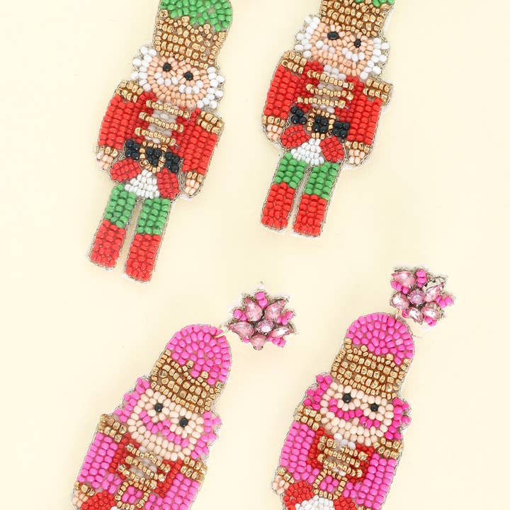 Nutcracker Christmas Beaded Drop Earrings for wholesale by SP Sophia Collection
