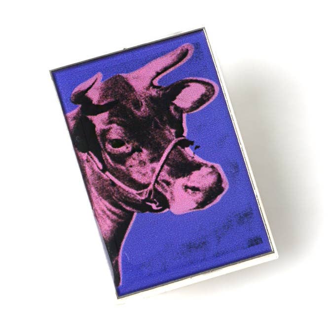 PINTRILL - Wholesale Lapel Pin/Button - Warhol Cows Pink/Purple Pin0