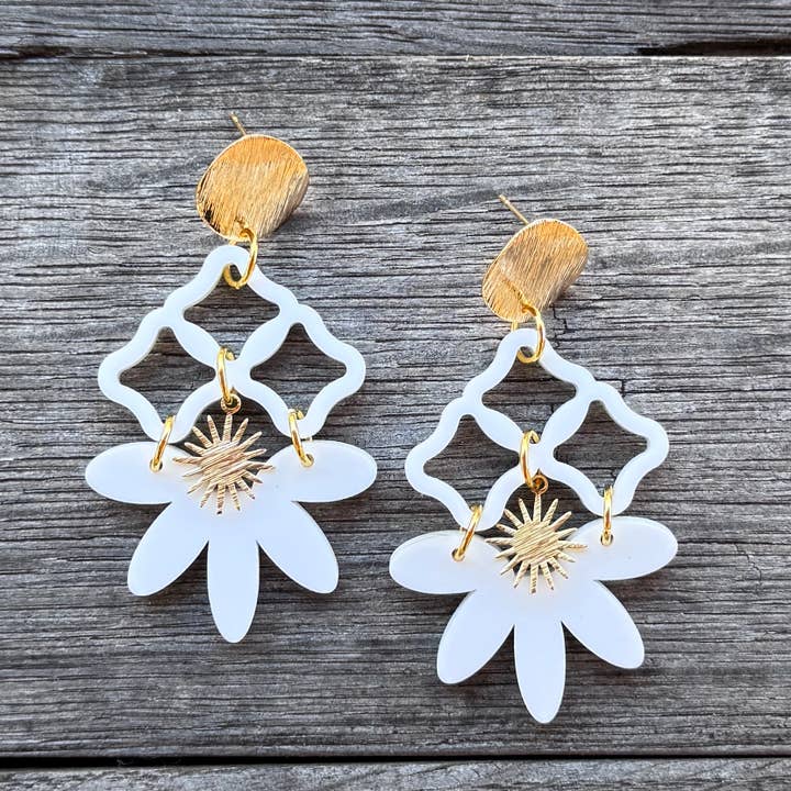 Praiano Drops - Matte White - Acrylic Earrings for wholesale by Be Like Missy