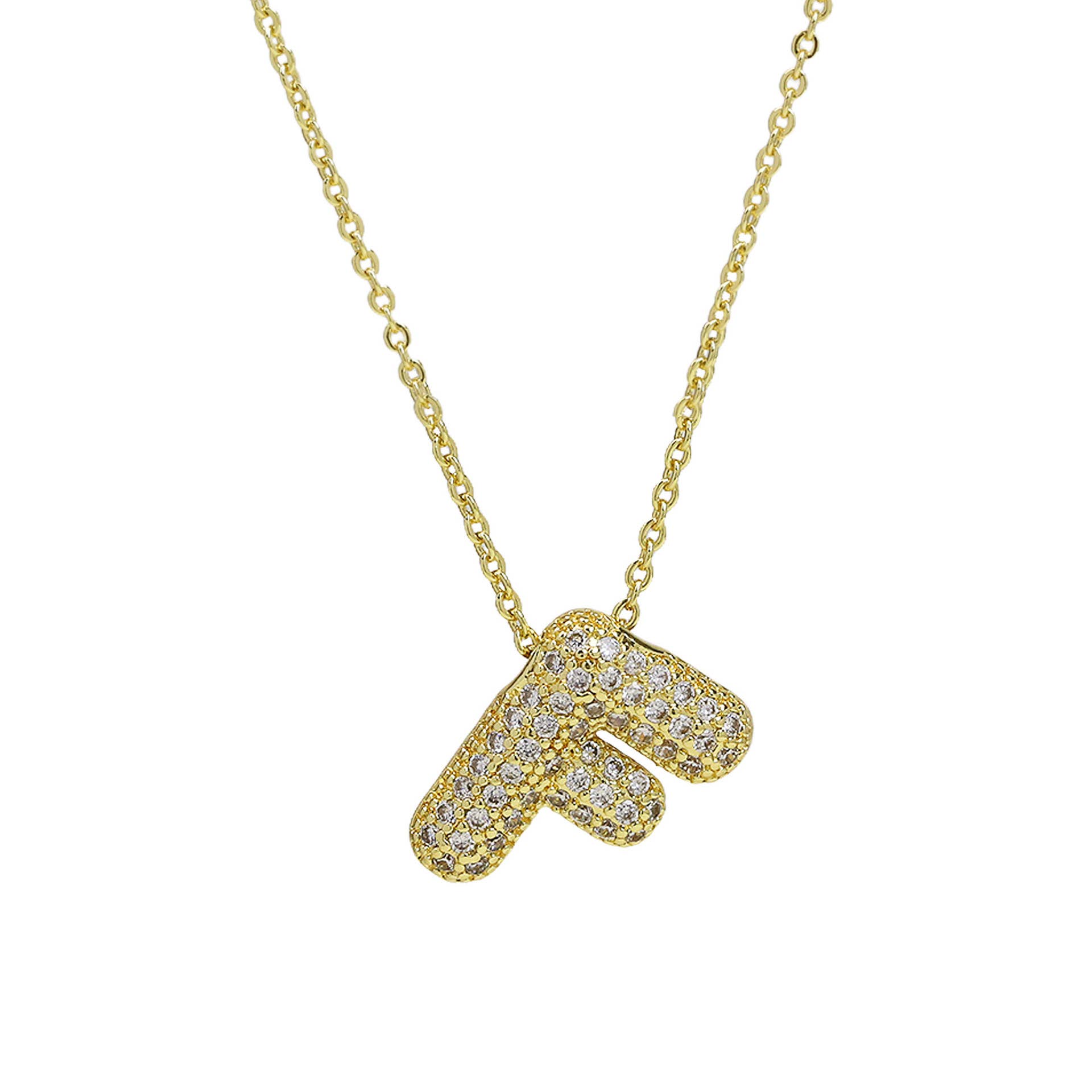 Savvy Bling - Wholesale Pendant/Charm Necklace - Initial CZ Balloon Bubble 18K Gold Necklace37