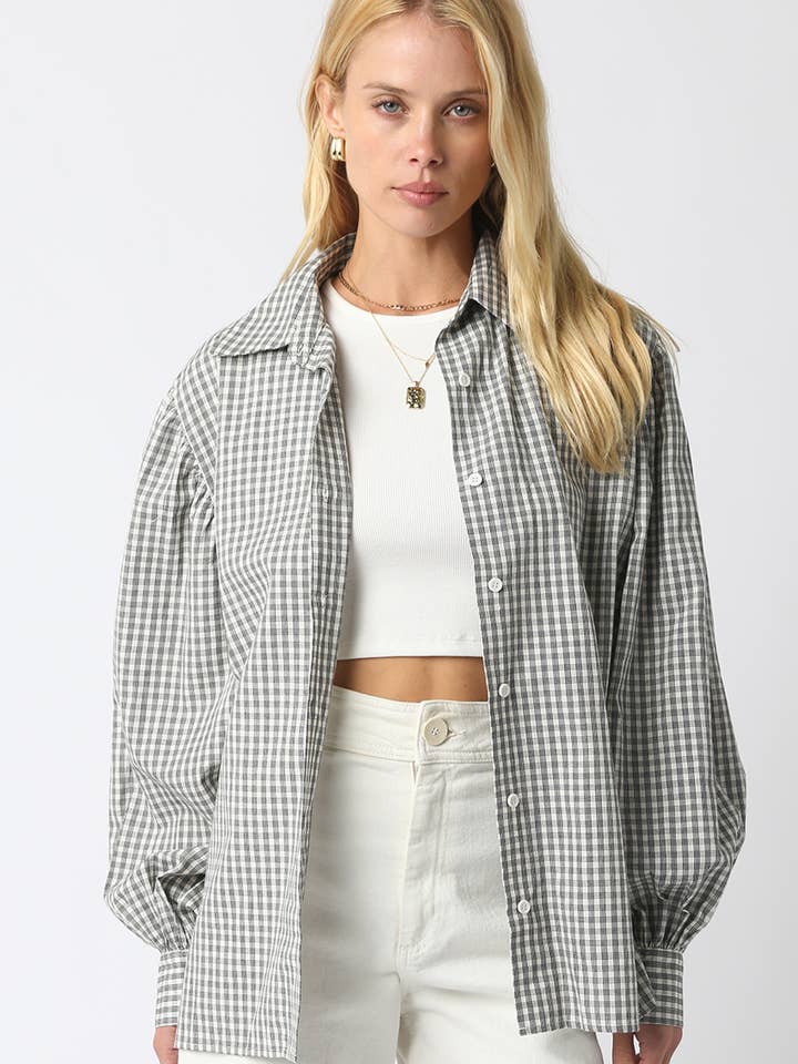 Selena-Karohemd für den Großhandel von Olivaceous