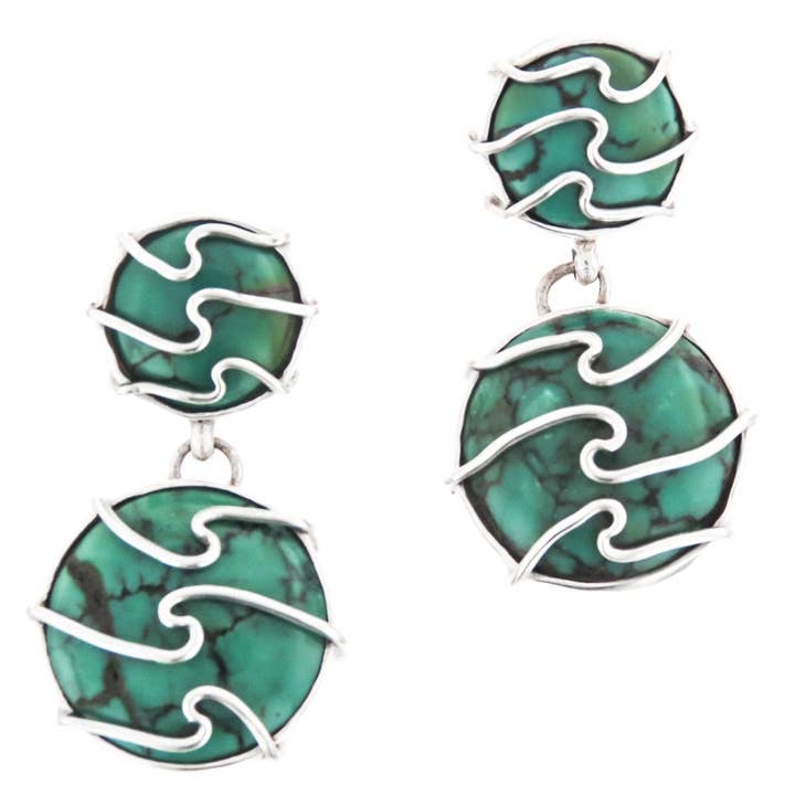 925 sterling silver turquoise sterling post earrings, 1 3/16" for wholesale by FifiRose