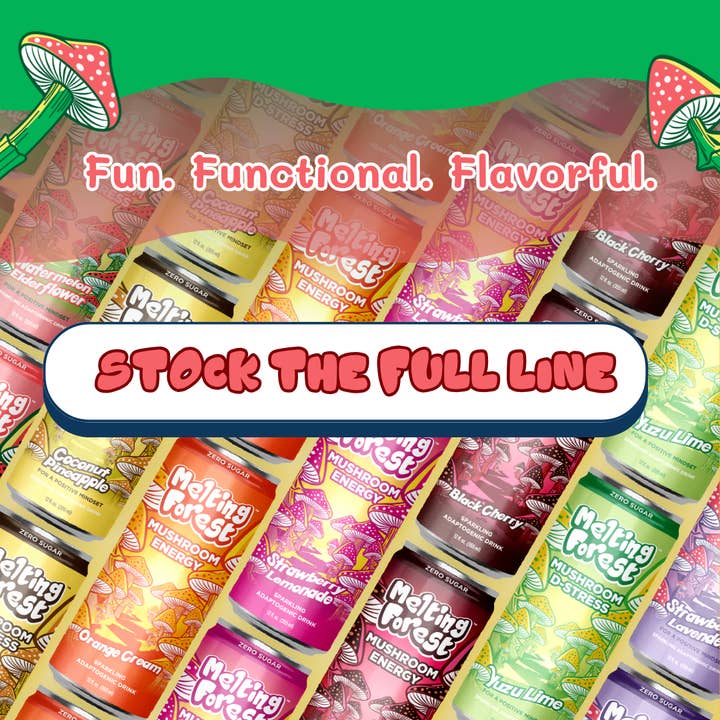 Melting Forest – Großhandel Sport-/Energydrink – Pilz-Energydrink | Mango-Guave | Adaptogen | 12er-Pack