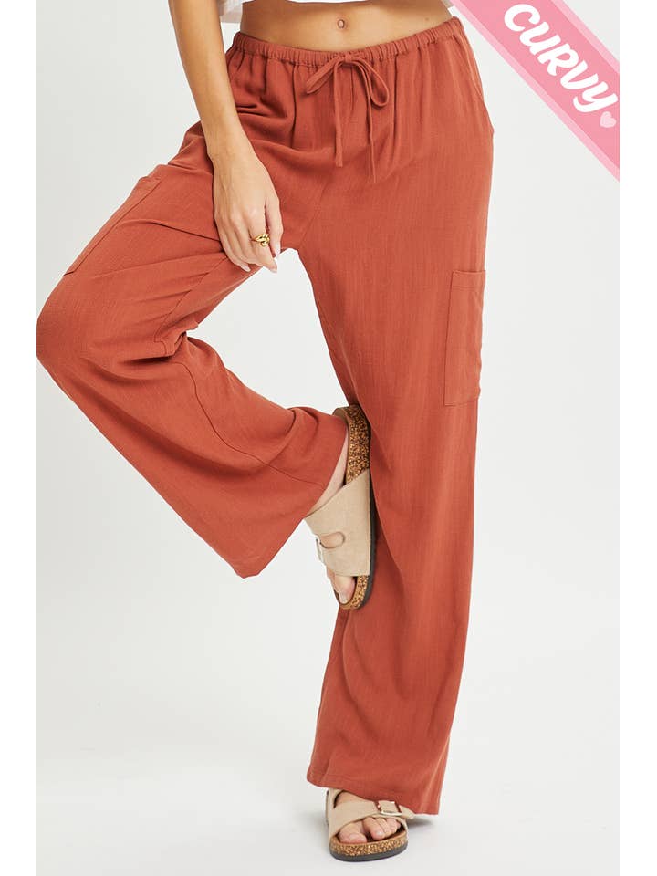 Sweet Lovely by Jen - Wholesale Pants - Women's - PLUS SIZE LINEN- BLEND PULL-ON-PANTS42