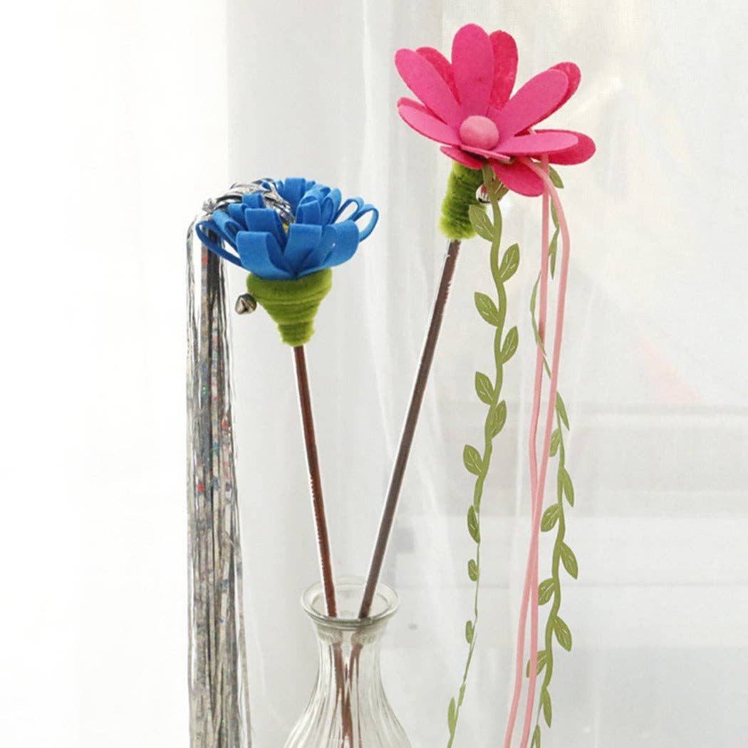 Cheerhunting - Wholesale Pet Toy - Cat - Moo - Floral Cat Teaser Wand with Ribbon & Leaf Streamers6