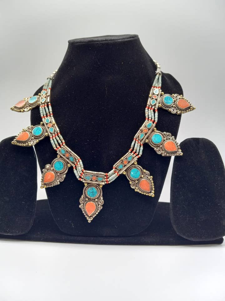 Vintage Nepal Turquoise Tibetan Necklace Nepali Necklace for wholesale by The Treasures of India