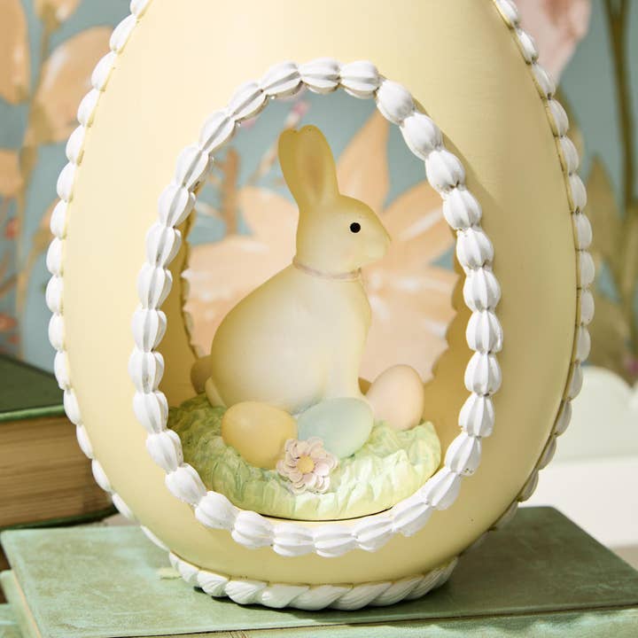 Two's Company - Seasonal Collection - Wholesale Decorative Tabletop Object - Easter Sugar Egg with Bunny Hand-Painted Décor