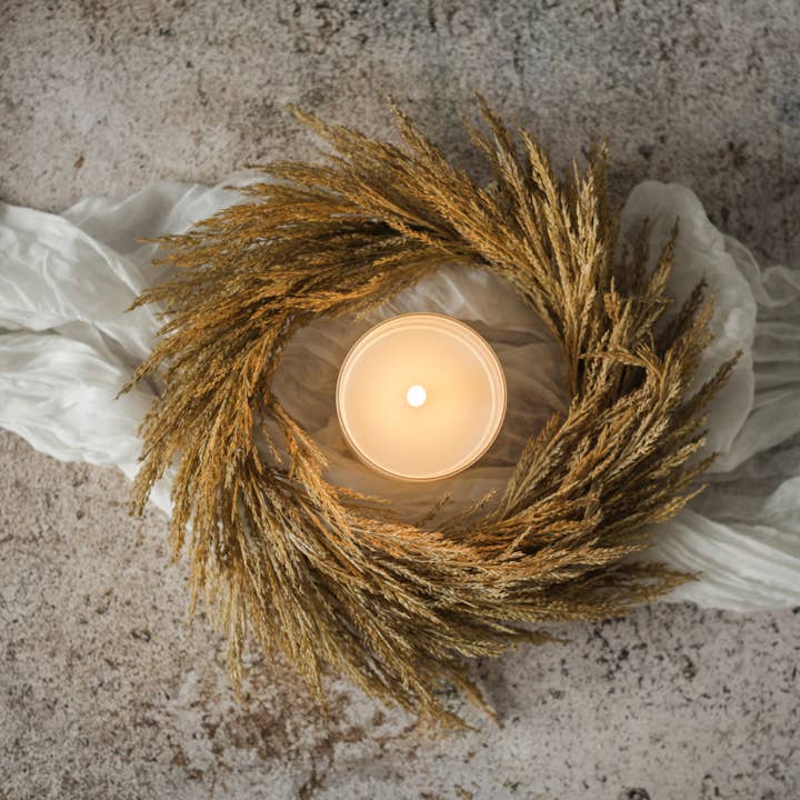 Ragon House - Wholesale Wreath - 12" DARK GOLD WHEAT CANDLE RING