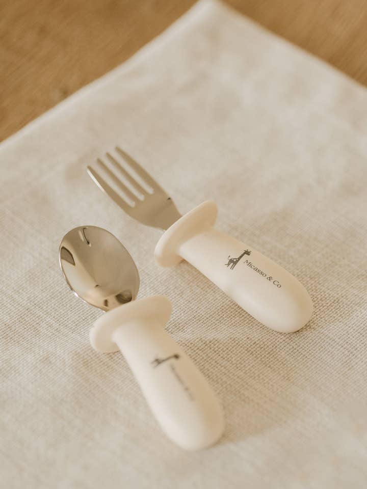 Conjunto de colher e garfo em silicone e metal por atacado de Micasso & Co