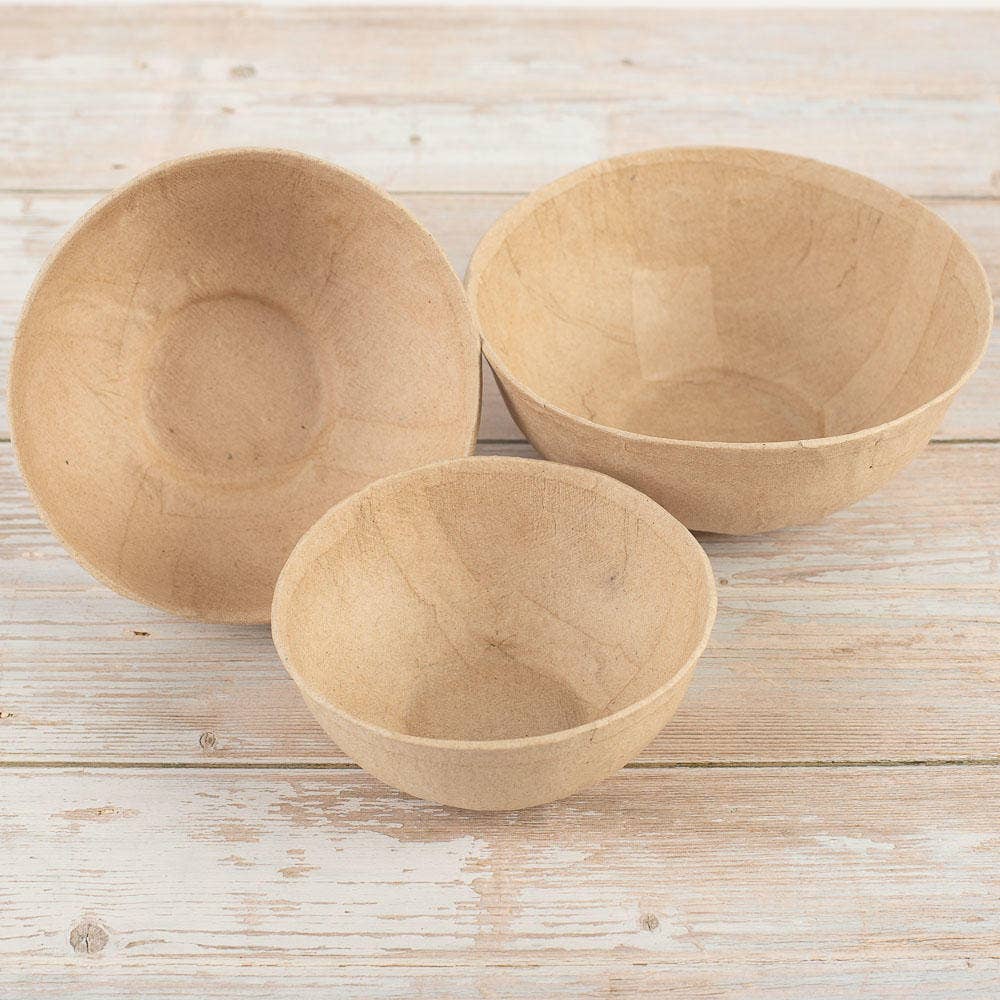 Factory Direct Craft - Wholesale Decorative Plate/Dish/Bowl - Natural Kraft Paper Mache Decorative Bowls (Set of 3)0