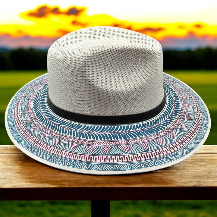GMCE Global Trading, LLC - Wholesale Straw Hat - Unisex - Premium Detailed Hand-Painted Palm Straw Fedora Hat 4