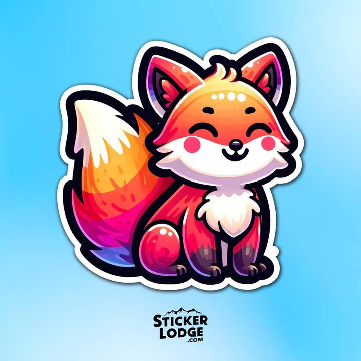 Happy Cute Kawaii Fox Vinyl Sticker for wholesale by Sticker Lodge