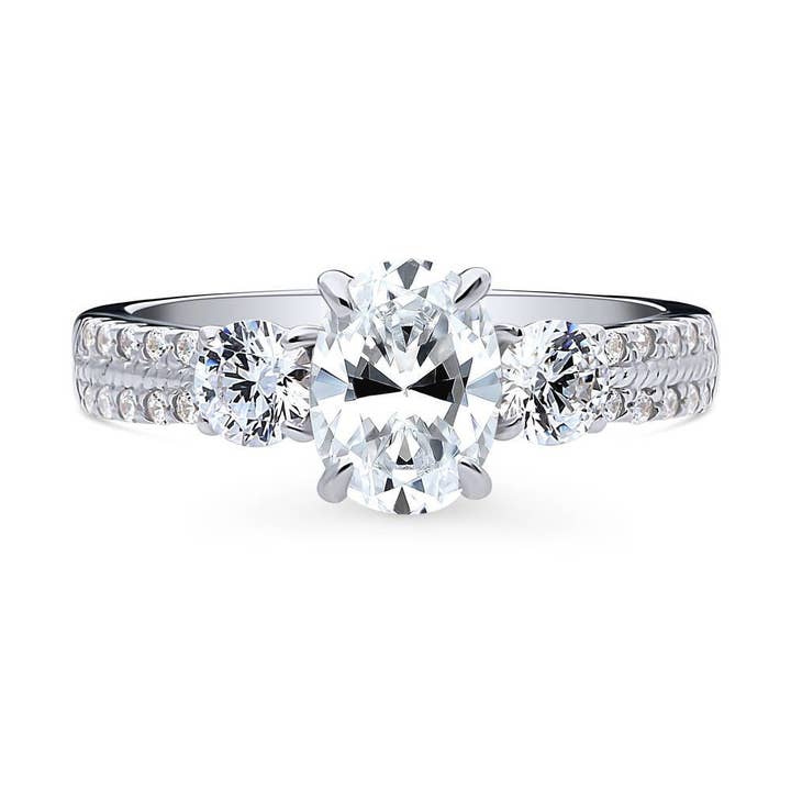 BERRICLE Sterling Silver 3-Stone Promise CZ Engagement Ring for wholesale by BERRICLE