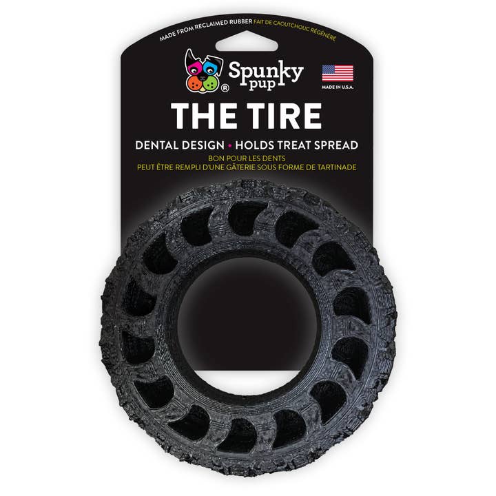 Spunky Pup - Vente Jouet à mâcher – chien - The Tire - Jouet en caoutchouc recyclé - FABRIQUÉ AUX ÉTATS-UNIS