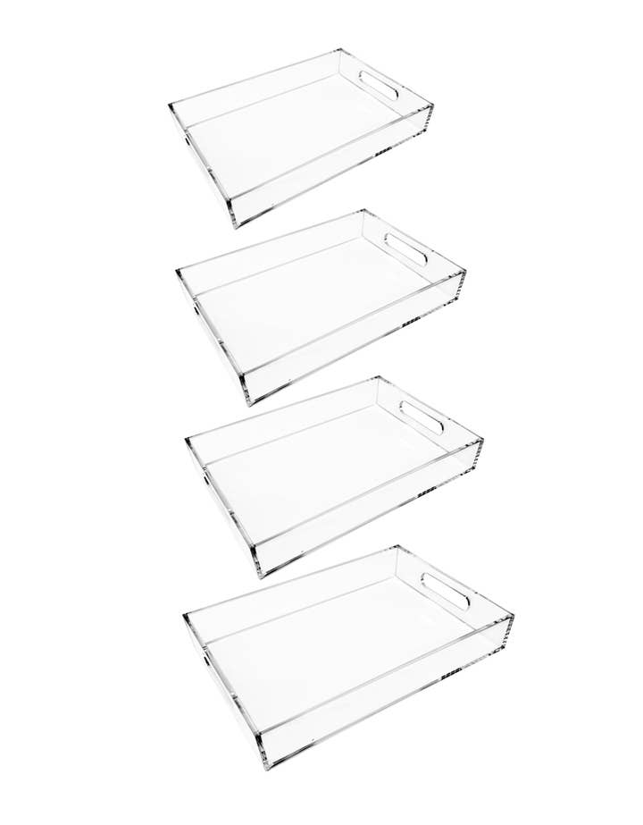 DesignStyles Home - Wholesale Serving Tray - Simply Brilliant 4 Rectangular Serving Trays with Handles2