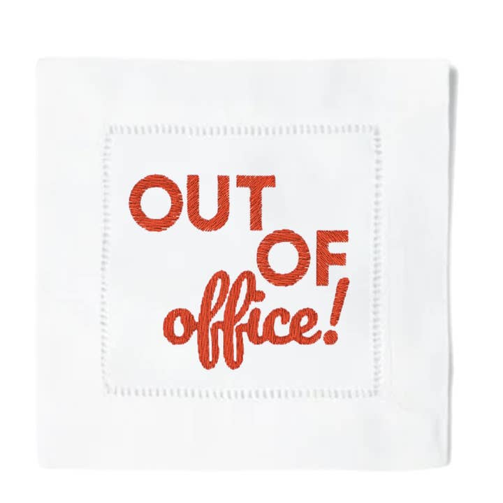 Cocktailservetter utanför kontoret för wholesale av Blythe Embroidery Co.