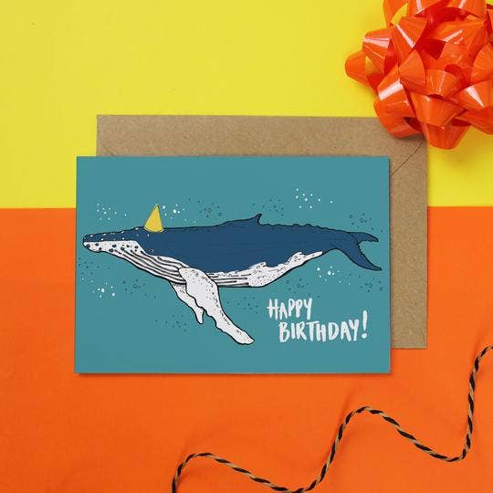Whale Birthday Card - Nautical Birthday Card - Animal Card for wholesale by martha and hepsie ltd