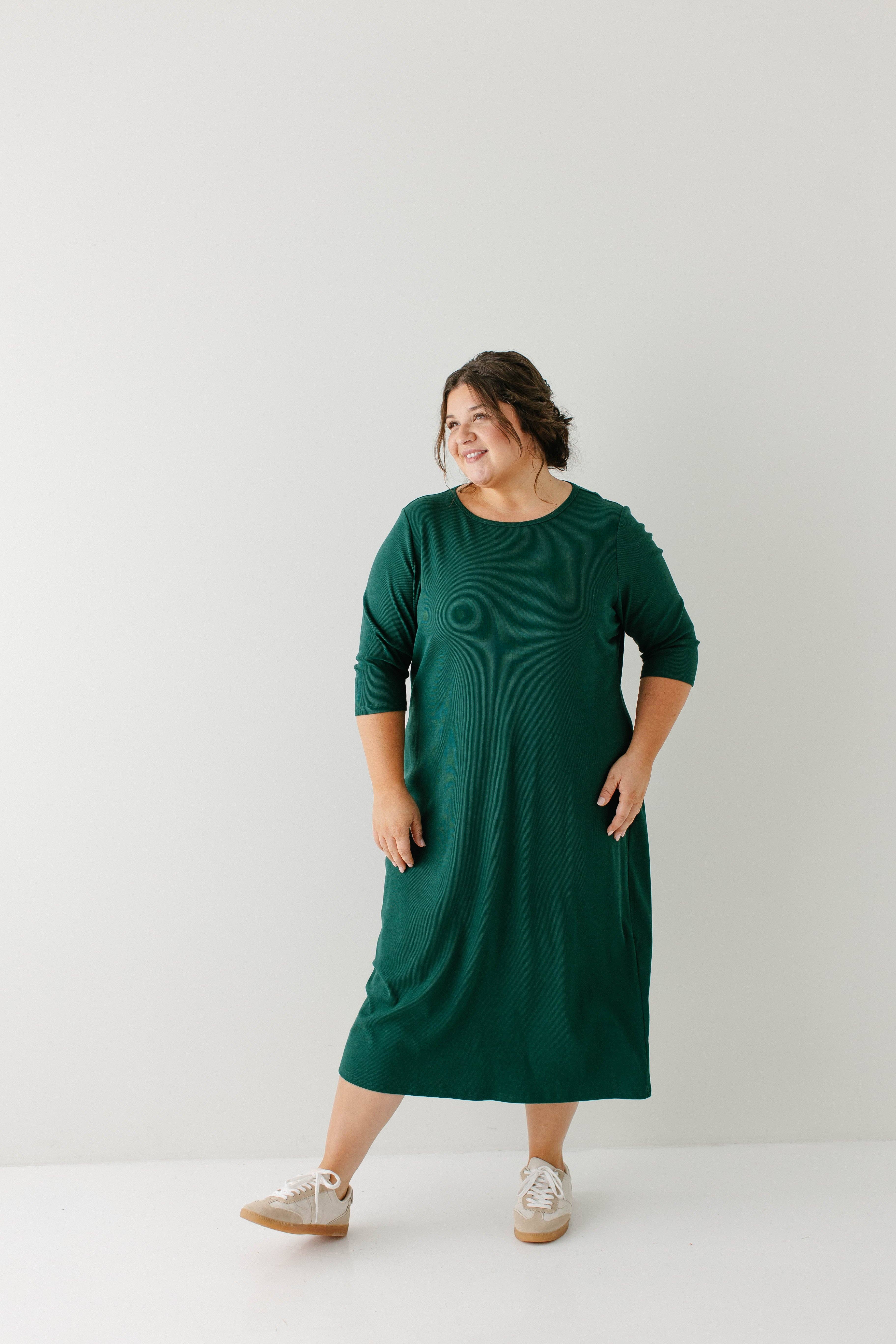 The Main Street Exchange - Wholesale Dress - Women's - 'Constance' 3/4 Sleeve Ribbed Midi Dress FINAL SALE17