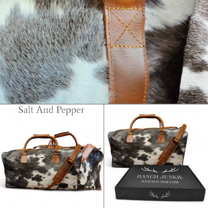 Ranch Junkie - Wholesale Weekender Bag - Women's - Large Genuine Cowhide Weekender Duffel Black Highlands Duffel1