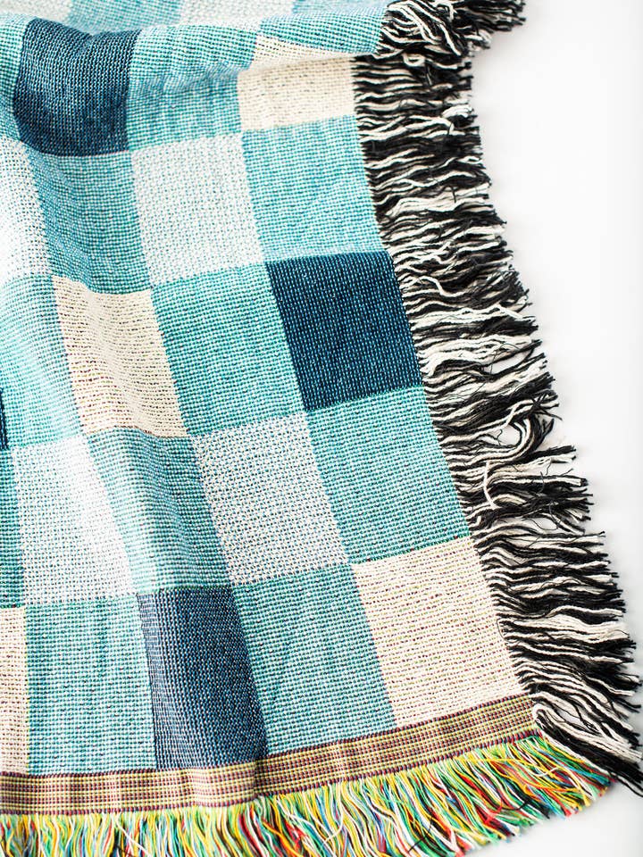 Tilda Blanket – Bayberry - Artist Collab – Fringe – USAmade for wholesale by Kindly Woven