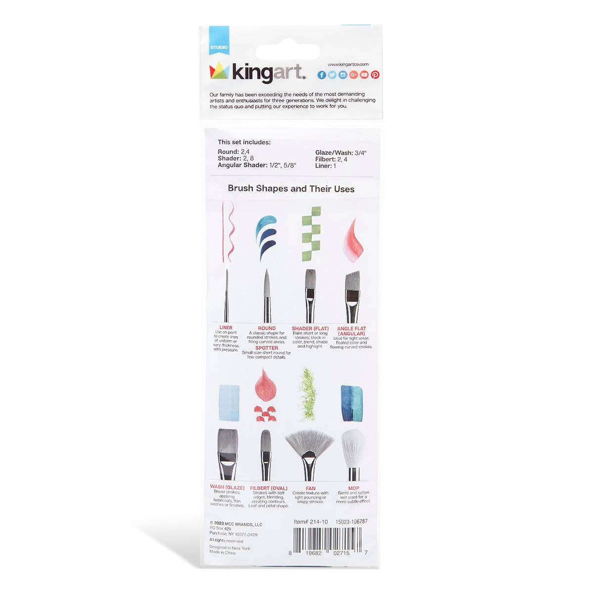 KINGART – wholesale Paint/wax brush – Studio White Nylon Brush Set - 10 Pieces4