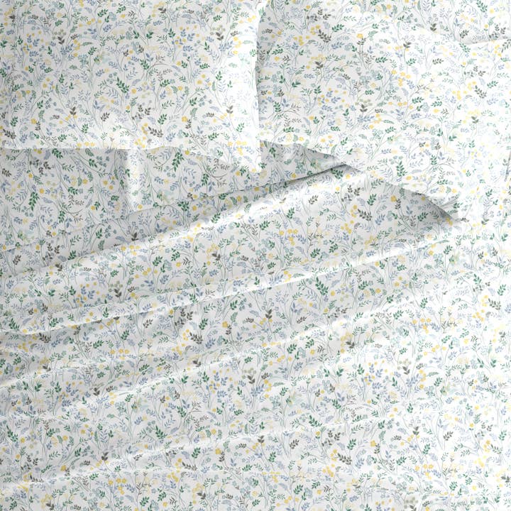 Bleu Clair Ensemble de draps 4 pièces à motif de fleurs sauvages iEnjoy Home en vente sur Faire2