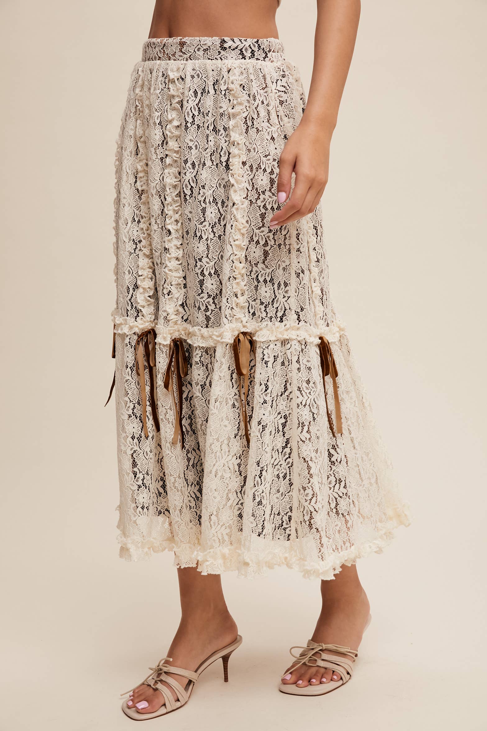 Listicle – wholesale Skirt – Women’s – Lace Midi Skirt with Ribbon Details27