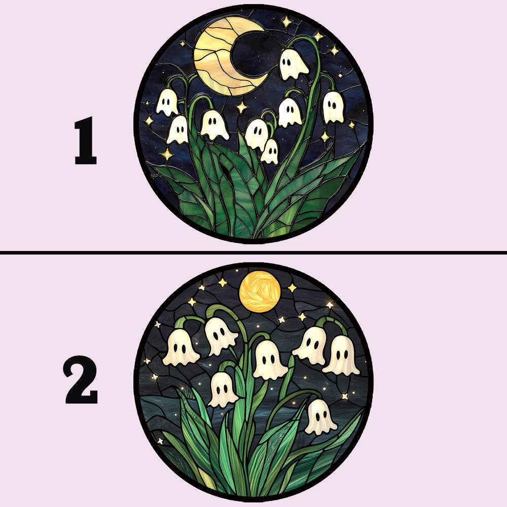 TMLECOM LTD – wholesale Suncatcher – Ghost Flower Stained Glass Suncatcher, Cute Halloween Decor6