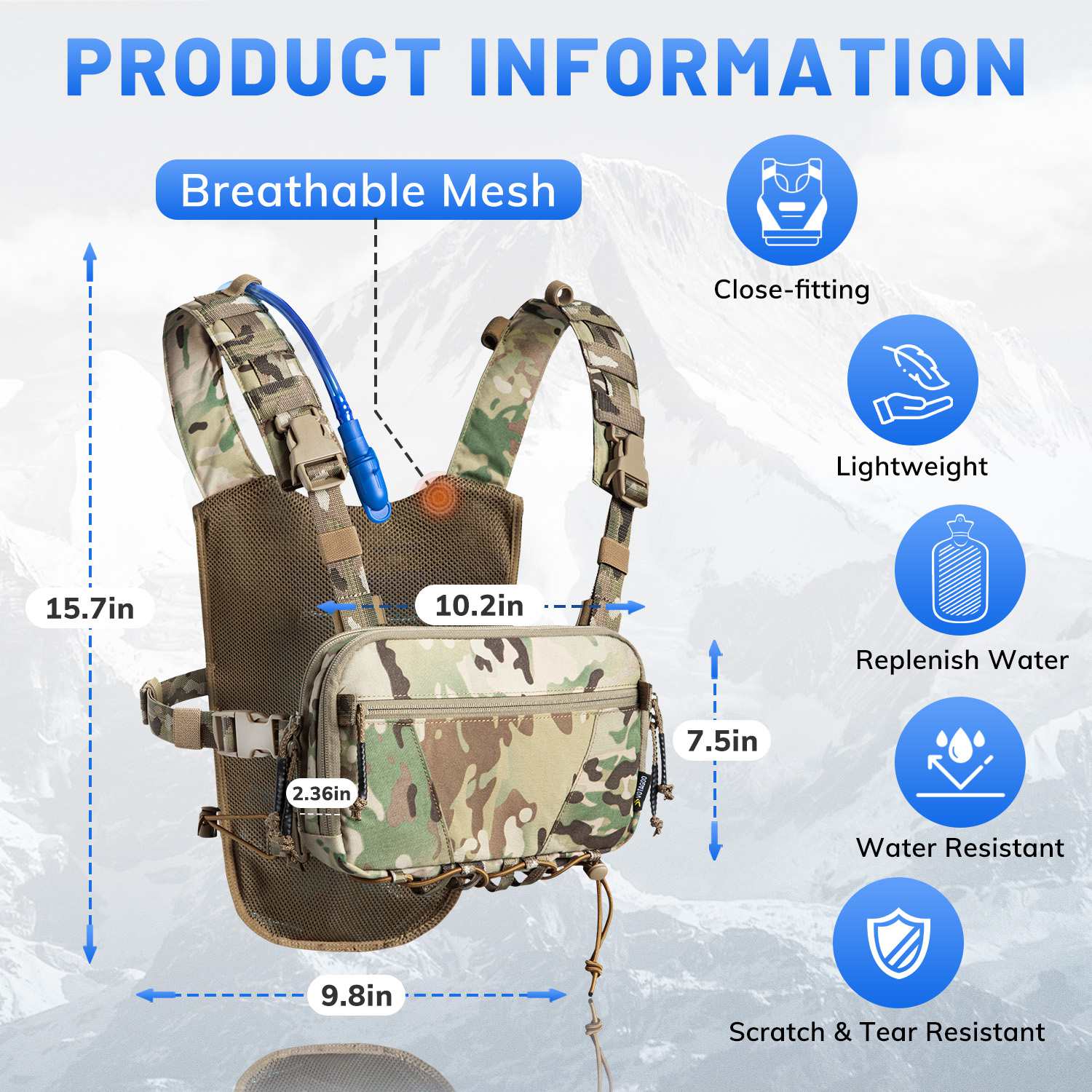 Antarctica Outdoors - Wholesale Belt Bag - Unisex - Votagoo Tactical Lightweight Running Hydration Vest with 2L Water Bladder Bag2