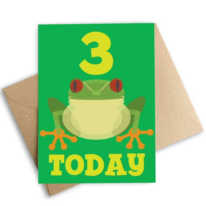 3 Today Frog 3rd Birthday Card for wholesale by Cloud Cuckoo Design