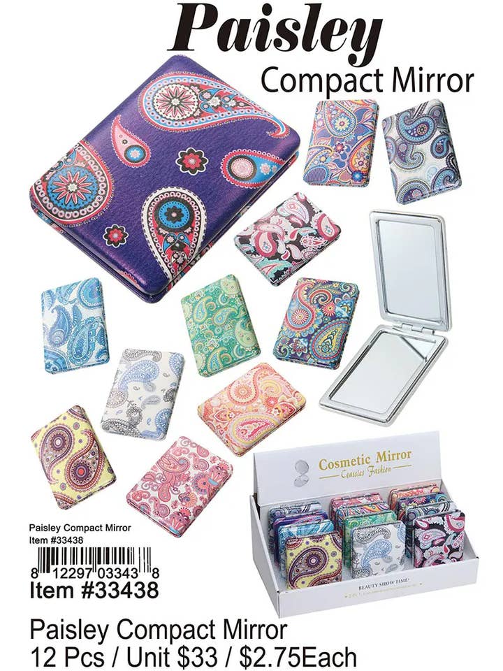 Paisiley Compact Mirror . for wholesale by Puka Creations
