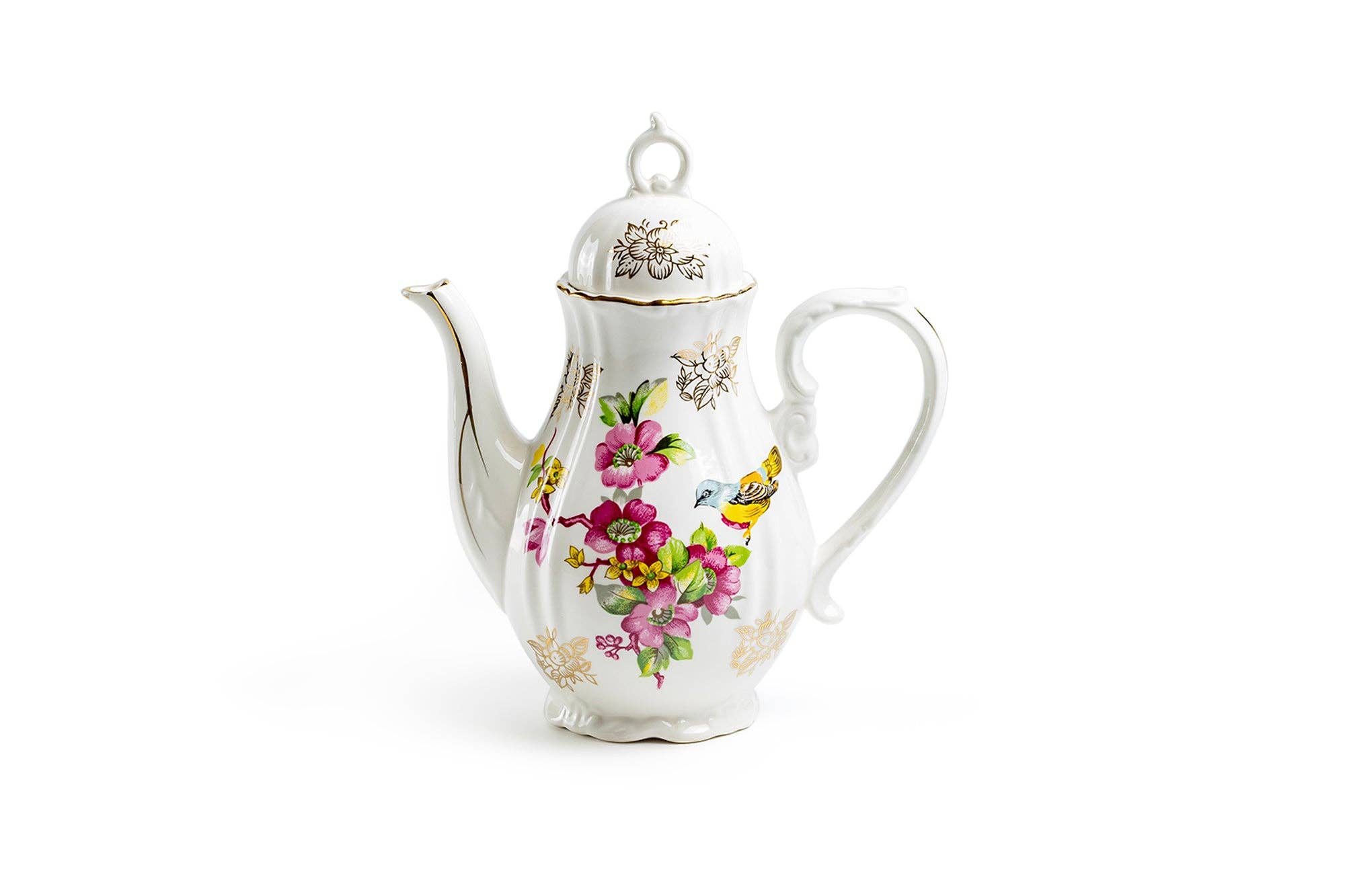 Grace Teaware - Wholesale Tea Pot - Spring Flowers with Bird Fine Porcelain Mini Teapot1