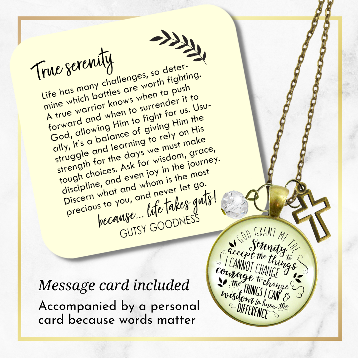Gutsy Goodness - Vente Colliers à pendentif - Collier Serenity Prayer God Grant Me Strength pour femme9