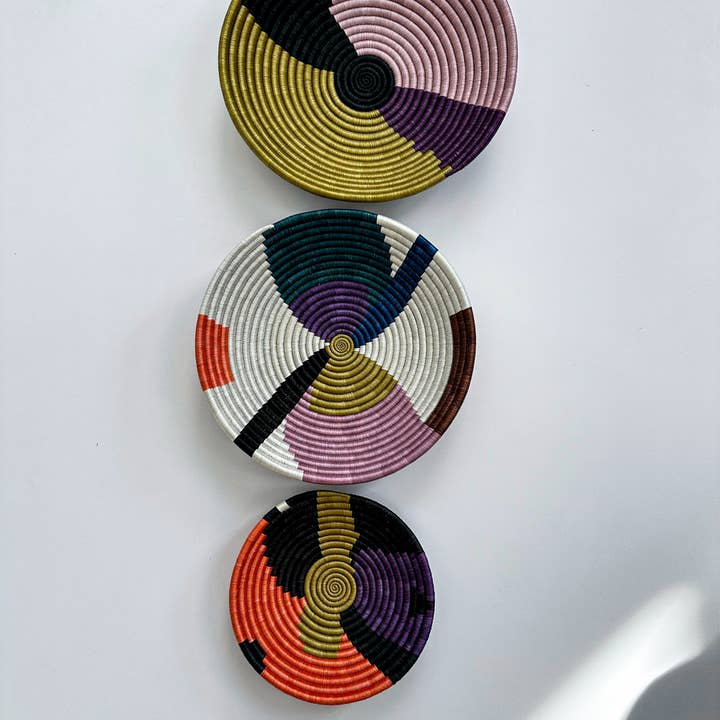 sifadesigns - Wholesale Wall Accent - Set of 3 Colorful Woven Baskets for Wall Decor, Home Decor