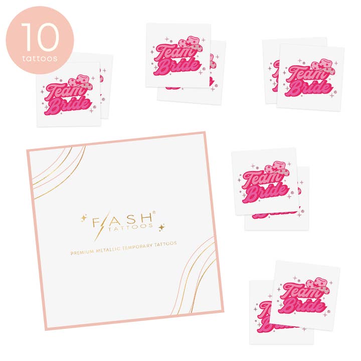 Flash Tattoos - Venta al por mayor Tatuajes temporales - YEEHAW TEAM BRIDE | Tatuajes temporales metálicos de despedida de soltera